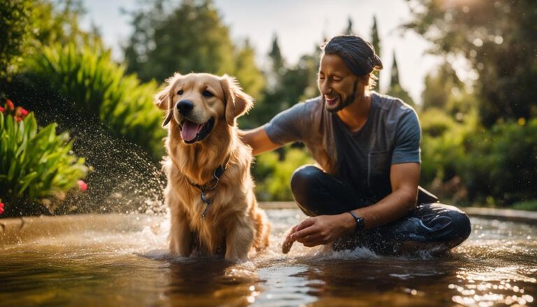 dog training with water spray